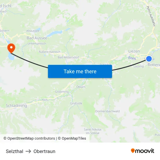 Selzthal to Obertraun map