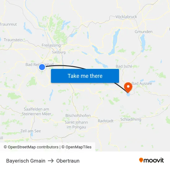 Bayerisch Gmain to Obertraun map