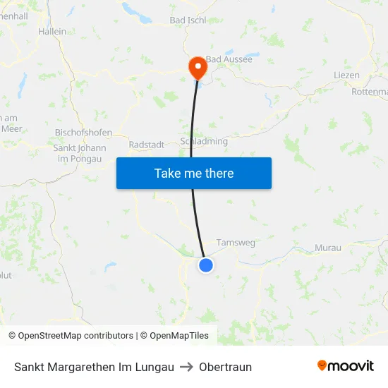 Sankt Margarethen Im Lungau to Obertraun map