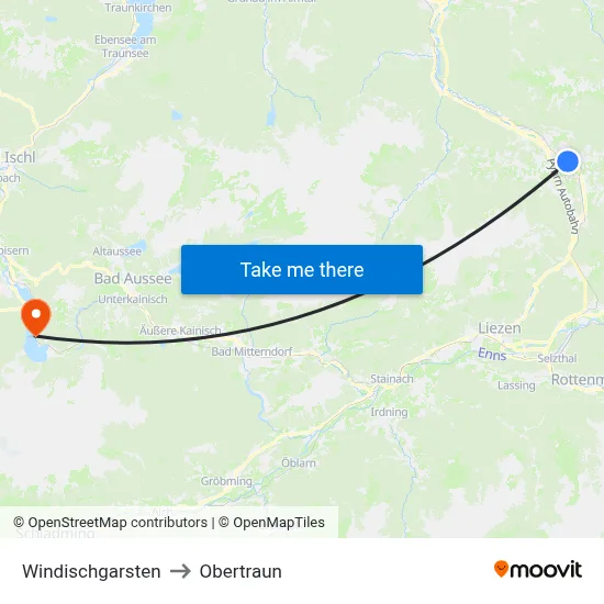 Windischgarsten to Obertraun map