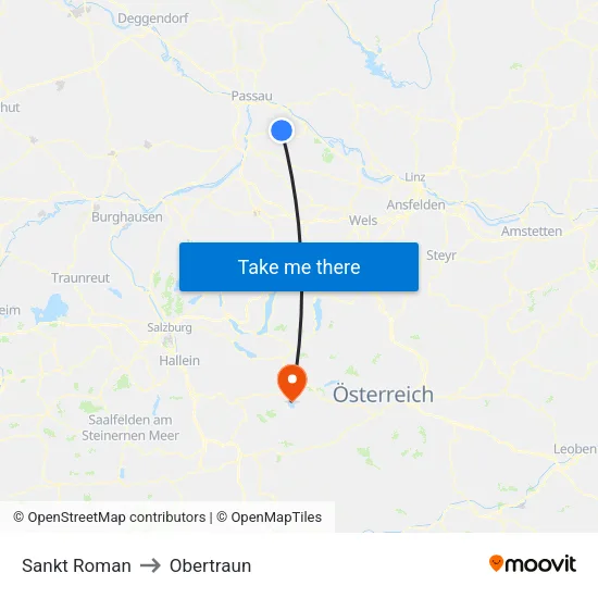Sankt Roman to Obertraun map