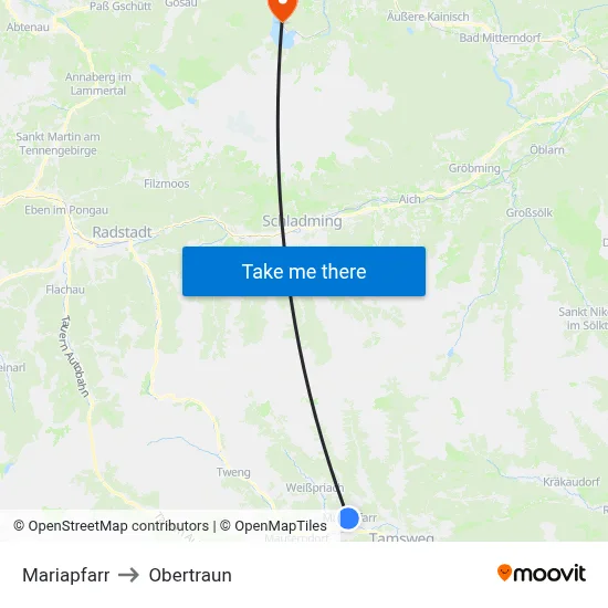 Mariapfarr to Obertraun map