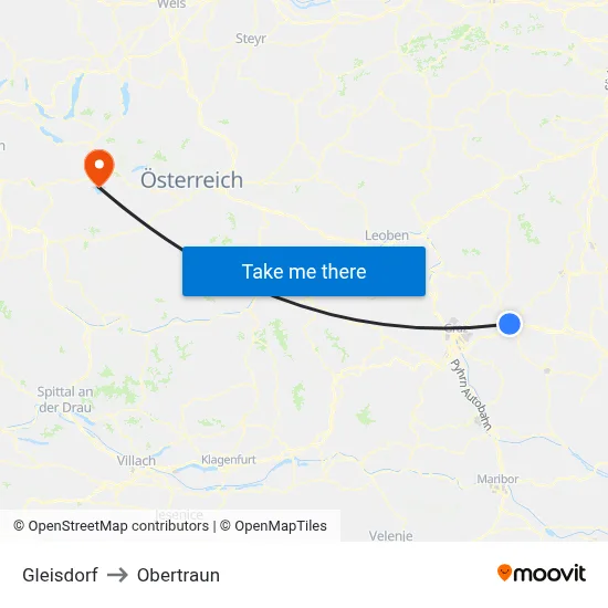 Gleisdorf to Obertraun map
