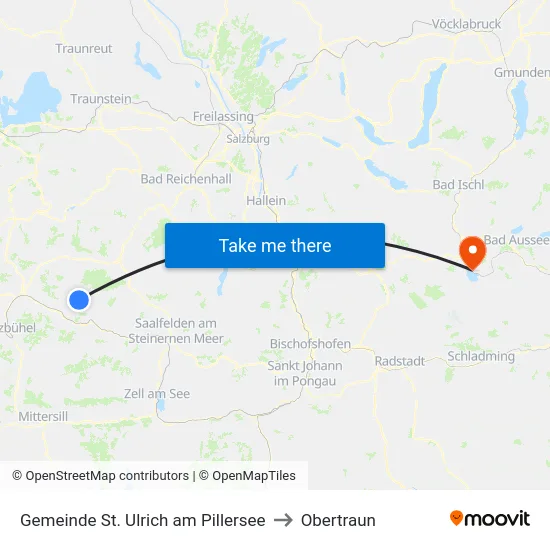 Gemeinde St. Ulrich am Pillersee to Obertraun map
