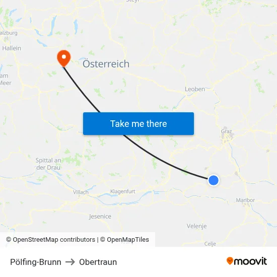 Pölfing-Brunn to Obertraun map