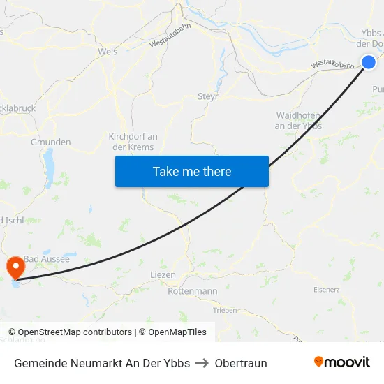 Gemeinde Neumarkt An Der Ybbs to Obertraun map