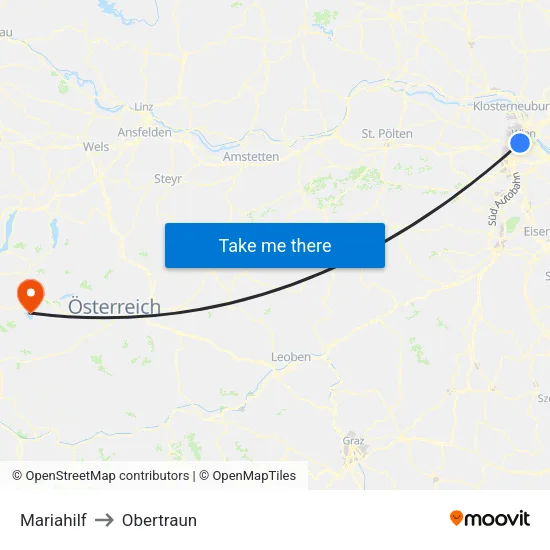 Mariahilf to Obertraun map