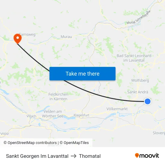 Sankt Georgen Im Lavanttal to Thomatal map