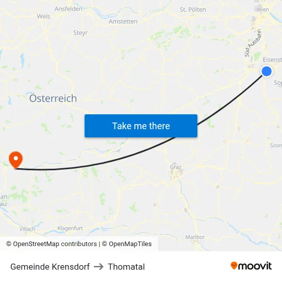 Gemeinde Krensdorf to Thomatal map