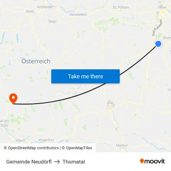 Gemeinde Neudörfl to Thomatal map