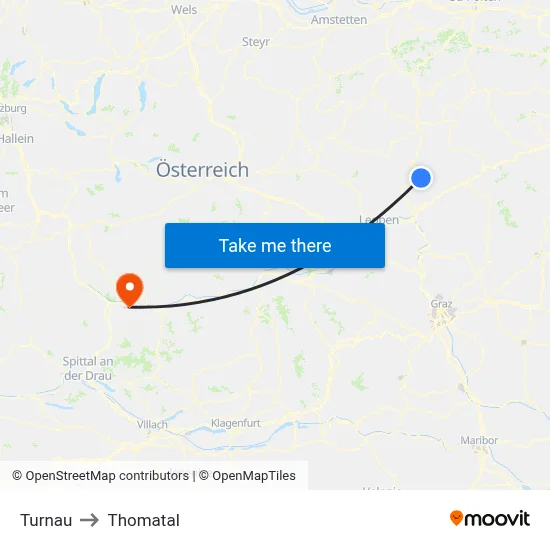 Turnau to Thomatal map