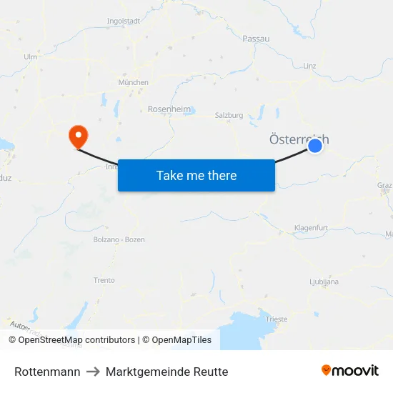 Rottenmann to Marktgemeinde Reutte map