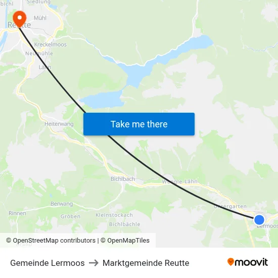 Gemeinde Lermoos to Marktgemeinde Reutte map