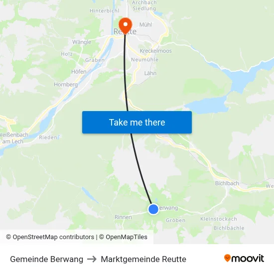 Gemeinde Berwang to Marktgemeinde Reutte map