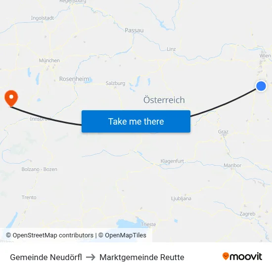 Gemeinde Neudörfl to Marktgemeinde Reutte map