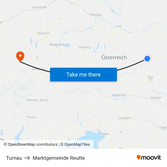 Turnau to Marktgemeinde Reutte map