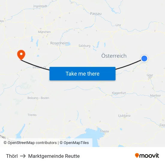 Thörl to Marktgemeinde Reutte map