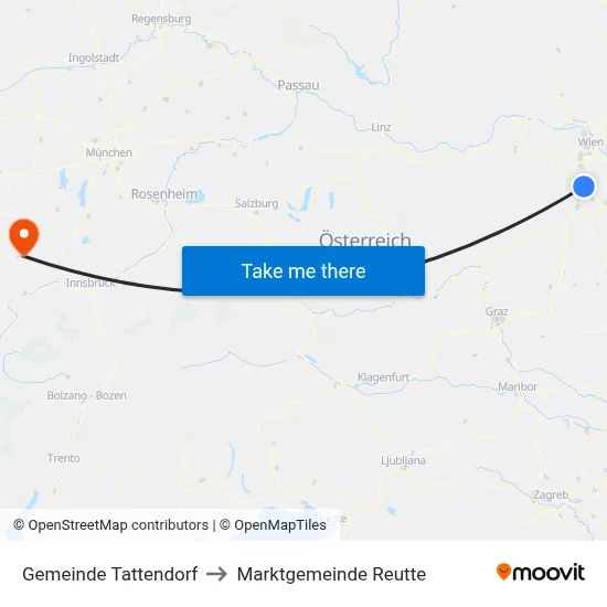 Gemeinde Tattendorf to Marktgemeinde Reutte map