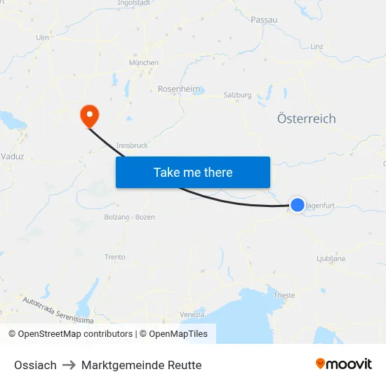 Ossiach to Marktgemeinde Reutte map
