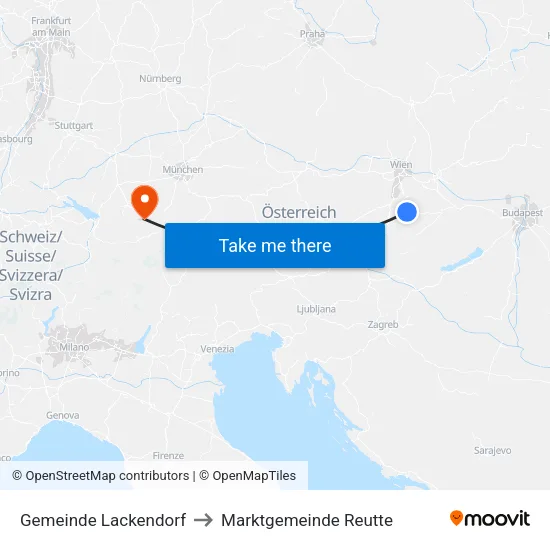 Gemeinde Lackendorf to Marktgemeinde Reutte map