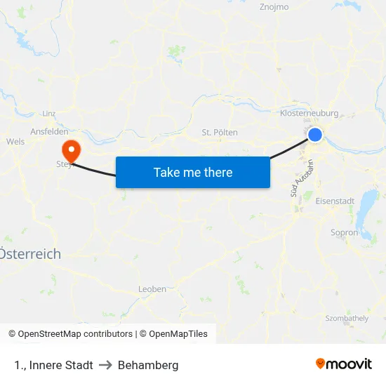 1., Innere Stadt to Behamberg map