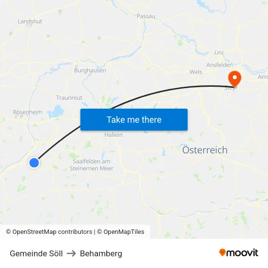 Gemeinde Söll to Behamberg map