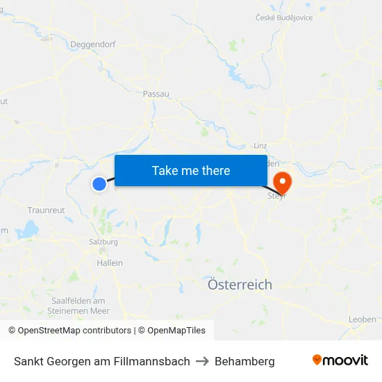 Sankt Georgen am Fillmannsbach to Behamberg map