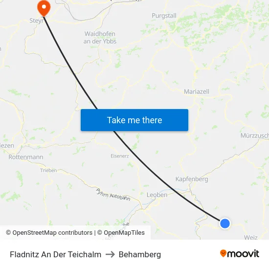 Fladnitz An Der Teichalm to Behamberg map