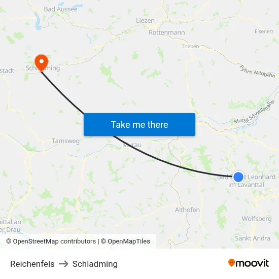 Reichenfels to Schladming map