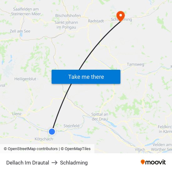 Dellach Im Drautal to Schladming map