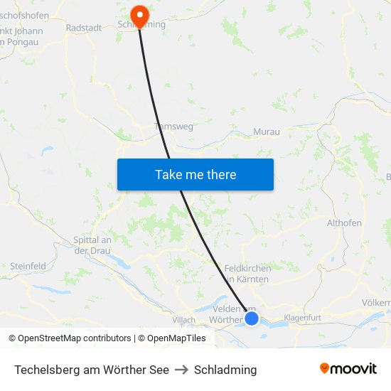 Techelsberg am Wörther See to Schladming map