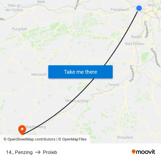 14., Penzing to Proleb map