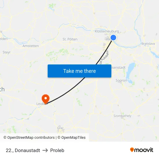 22., Donaustadt to Proleb map