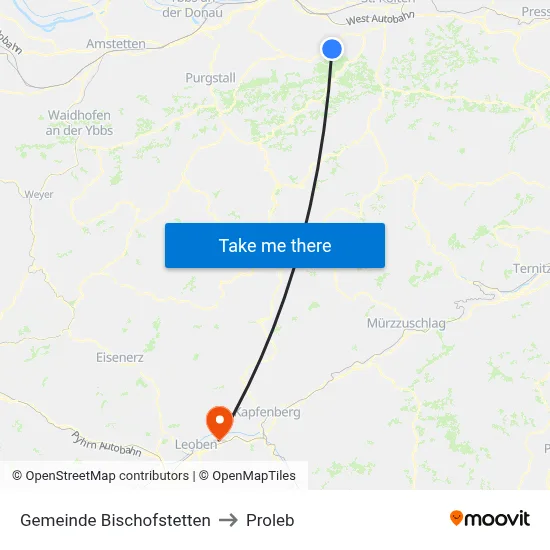 Gemeinde Bischofstetten to Proleb map