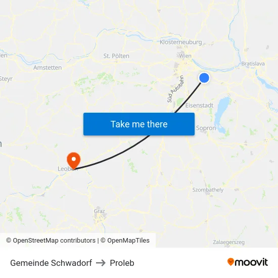 Gemeinde Schwadorf to Proleb map