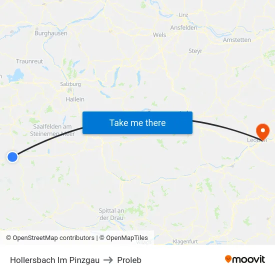 Hollersbach Im Pinzgau to Proleb map