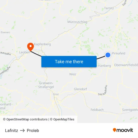 Lafnitz to Proleb map