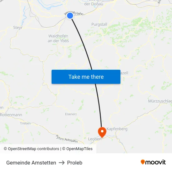 Gemeinde Amstetten to Proleb map