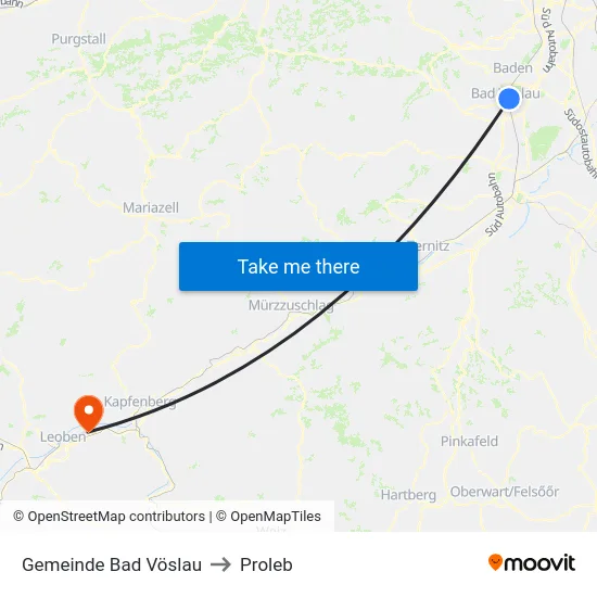 Gemeinde Bad Vöslau to Proleb map