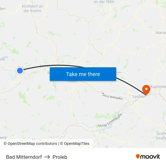 Bad Mitterndorf to Proleb map