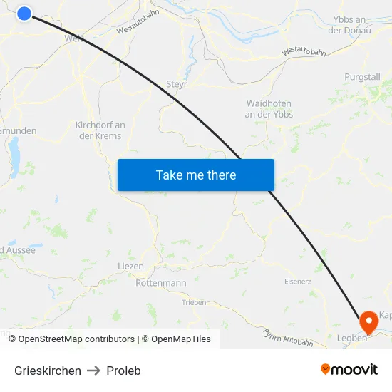 Grieskirchen to Proleb map