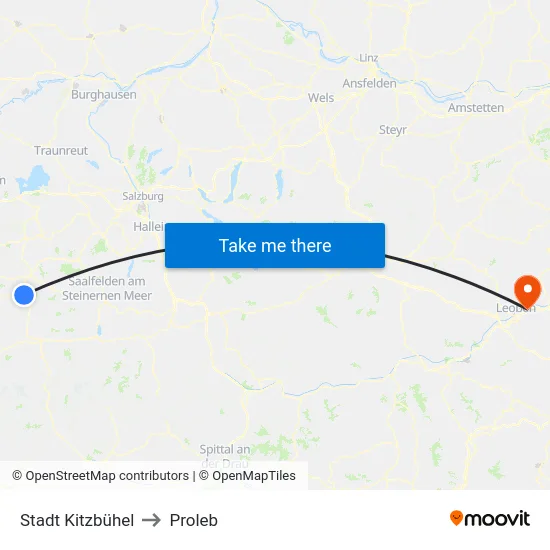 Stadt Kitzbühel to Proleb map