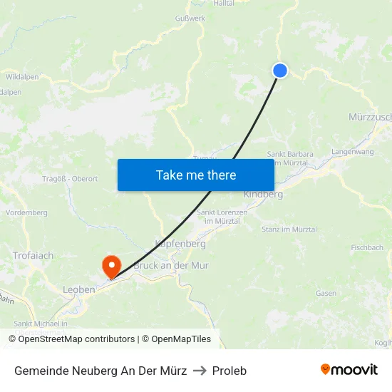 Gemeinde Neuberg An Der Mürz to Proleb map