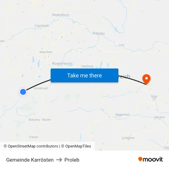 Gemeinde Karrösten to Proleb map