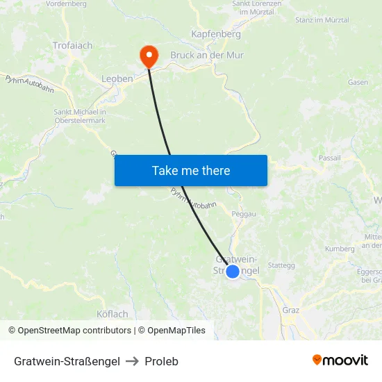 Gratwein-Straßengel to Proleb map