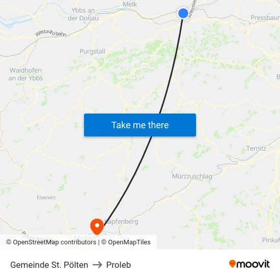 Gemeinde St. Pölten to Proleb map