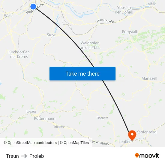 Traun to Proleb map