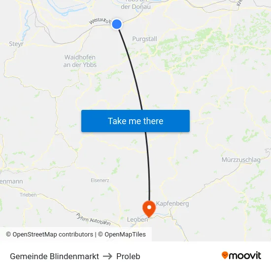 Gemeinde Blindenmarkt to Proleb map