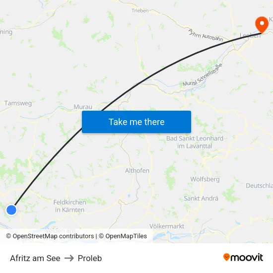Afritz am See to Proleb map