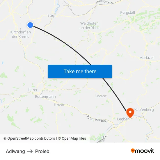 Adlwang to Proleb map